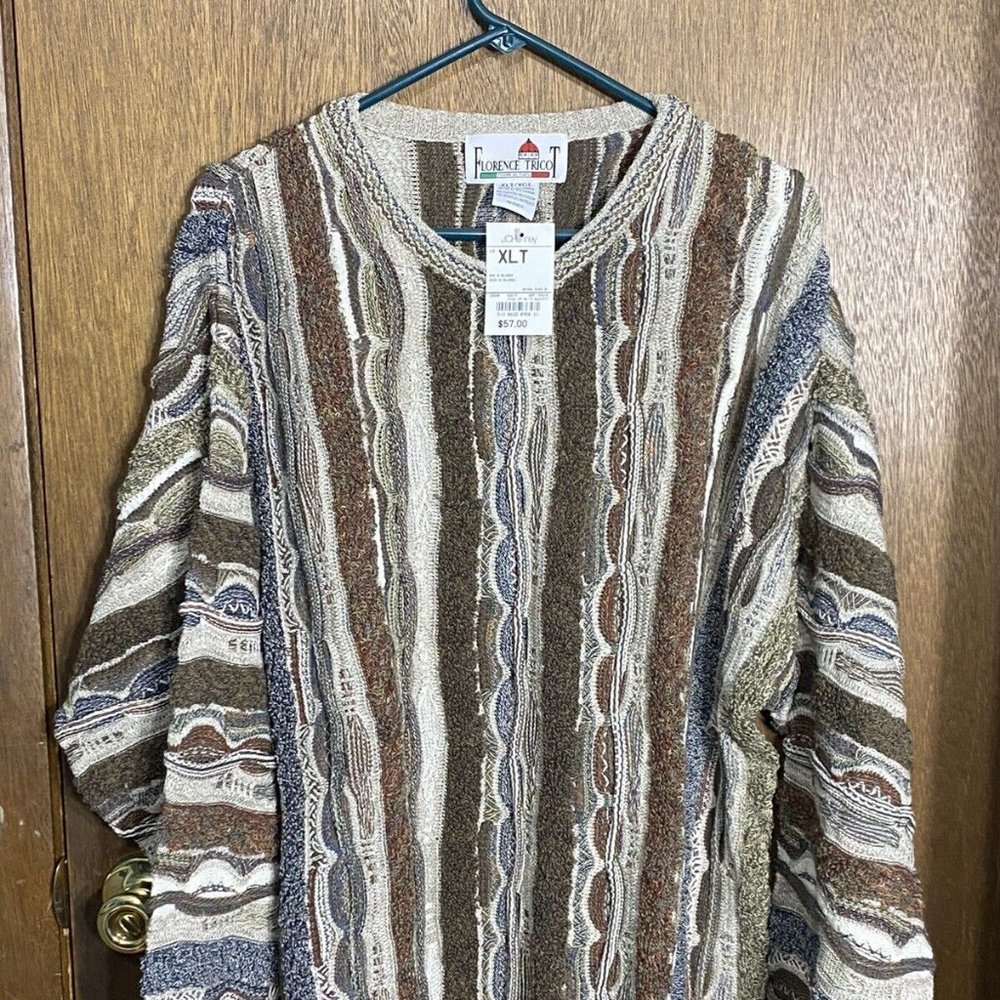 Vintage Florence Tricot Cosby Biggie Hip Hop 90s 3D Textured Sweater Italy- XLT
